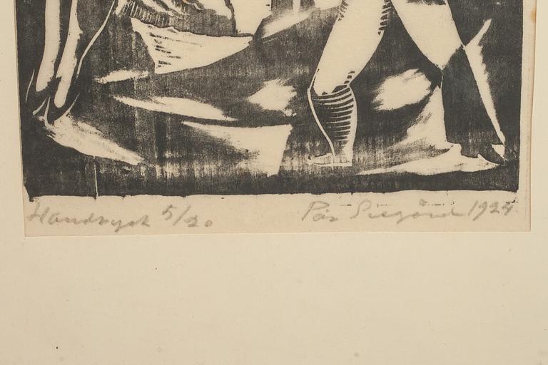 PÄR SIEGÅRD, handtryck samt två böcker. Numrerad 5/20. Signerad och daterad 1924.