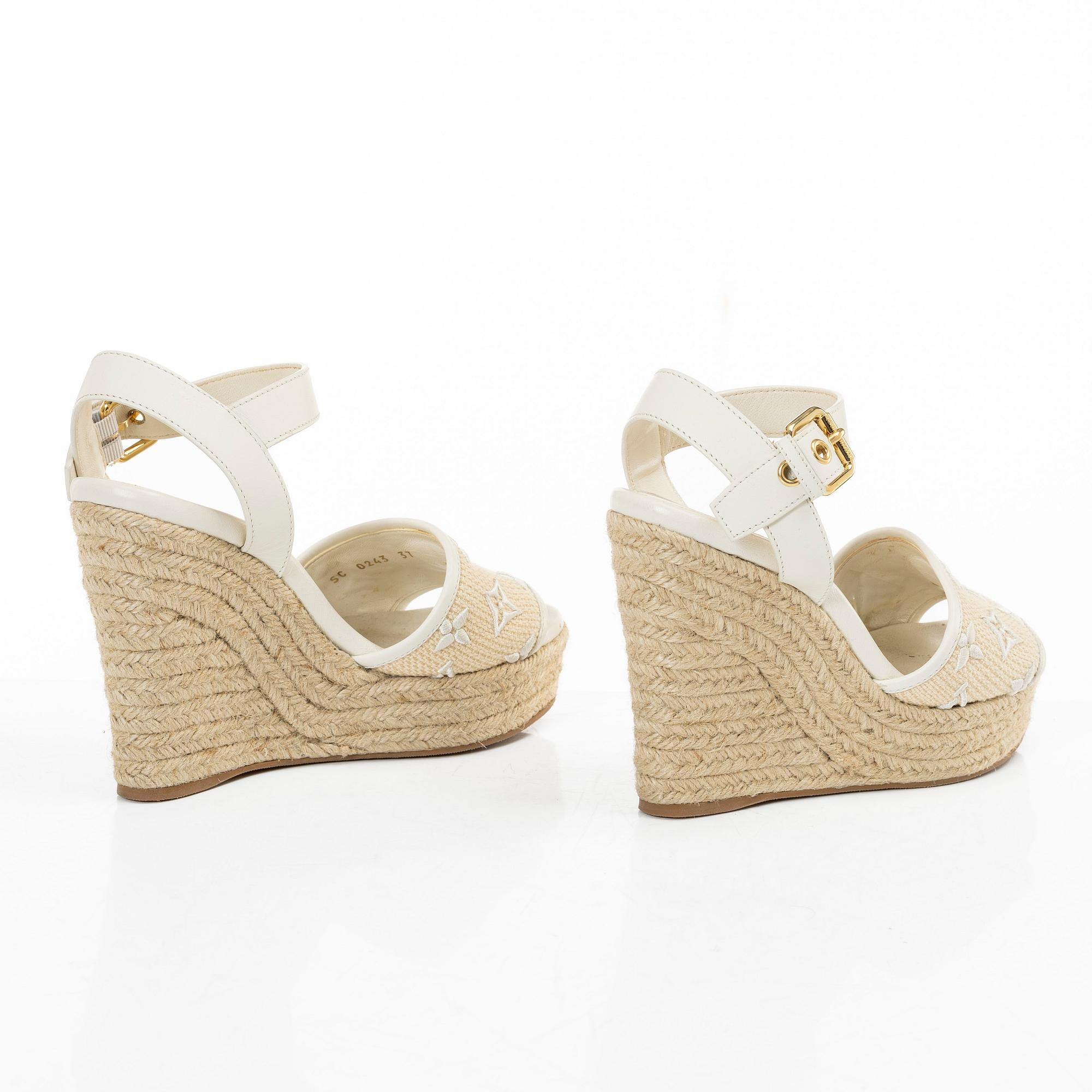 Louis Vuitton, sandals, "Helios Wedge Espadrille", size 37.