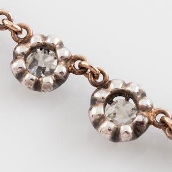 Collier silver och guld med gammal- och  rosenslipade diamanter.