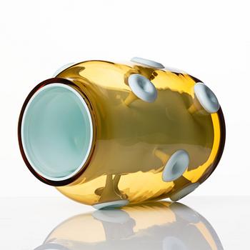 Mårten Medbo, an amber and white 'Double Vase' of glass, Ajeto  Glassworks, Czech Republic 2001.