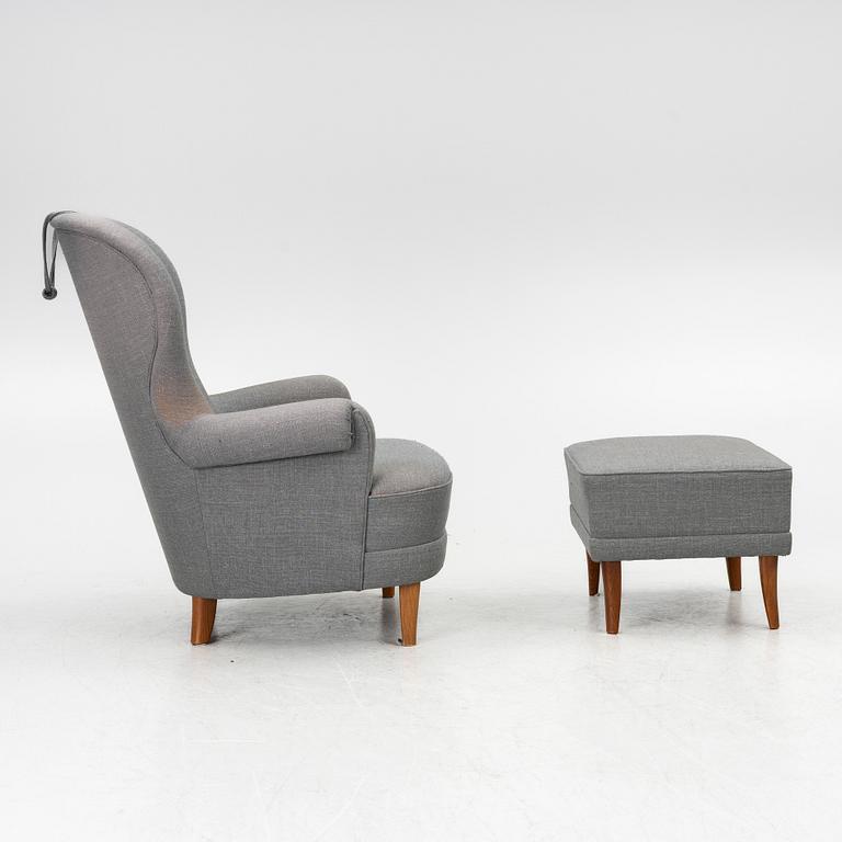 Carl Malmsten, armchair with footstool, "The Giant Toad", O. H. Sjögren, Tranås, 2014.