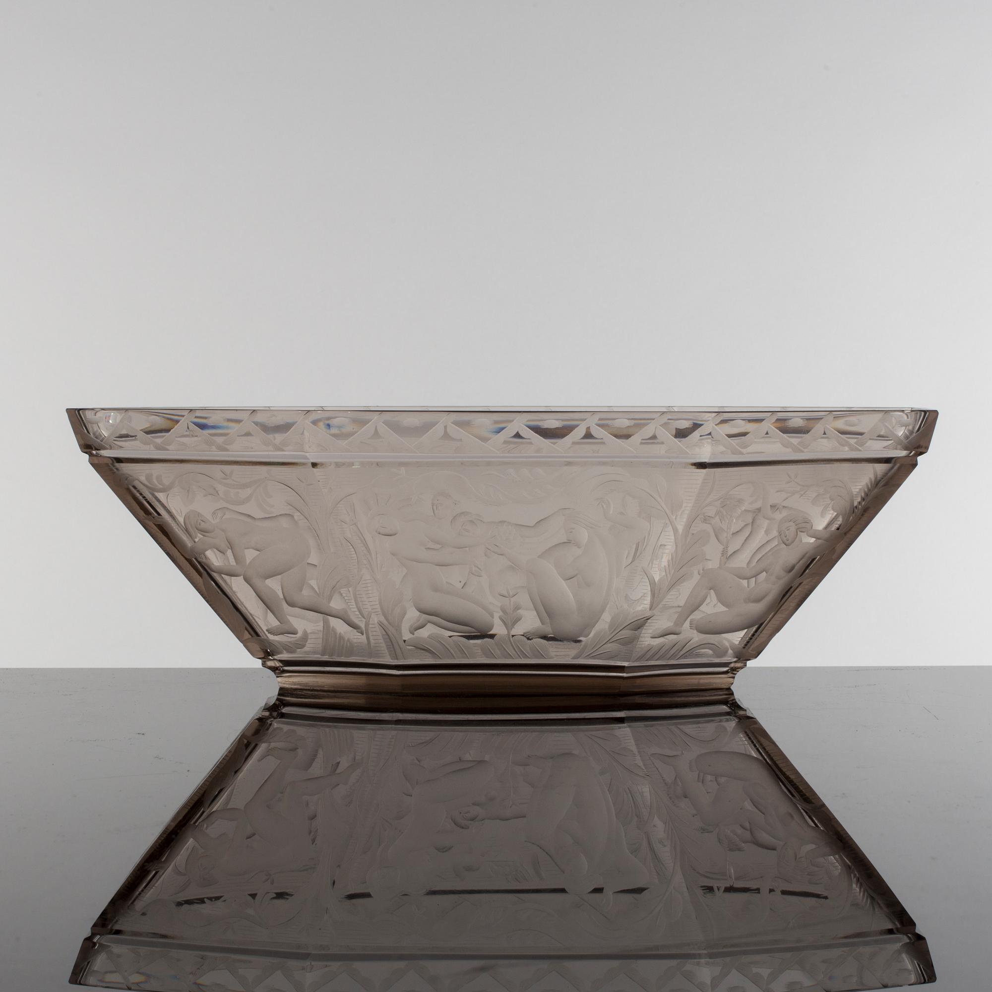 SIMON GATE, skål, "Paradis", Orrefors, 1929.