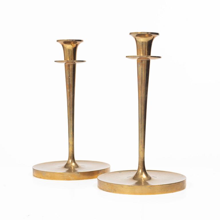 A pair of brass candlesticks, no. 51, EOS Jönköping, 20th century.