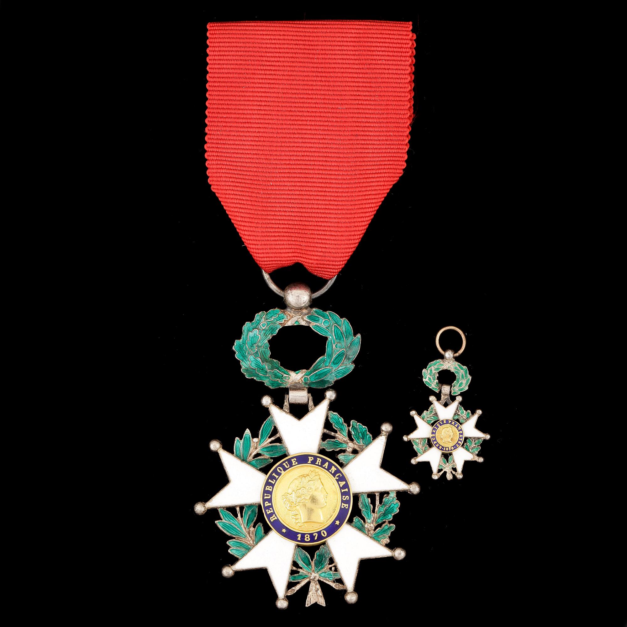 HEDERSLEGIONENS RIDDARTECKEN MED MINIATYR, Ordre national de la Légion d'honneur, Frankrike.
