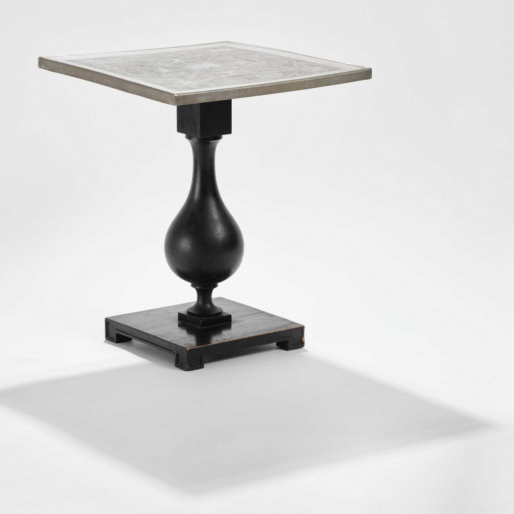 Anna Petrus, a pewter top tray table on a base by Uno Åhrén, executed in her studio, Stockholm, ca 1922-25.