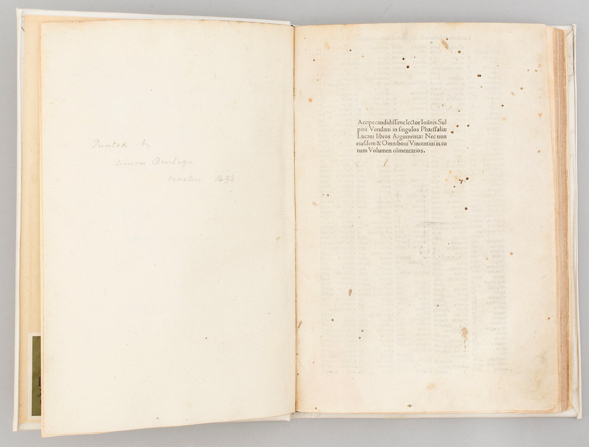 BOOK, Lucanus’ Pharsalia, 1493.