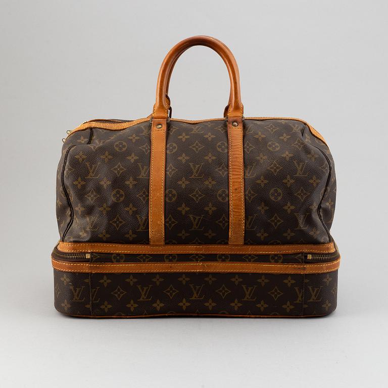 Louis Vuitton, a monogram canvas weekend bag.