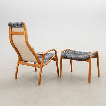 Yngve Ekström, armchair and footstool "Lamino", anniversary edition, Swedese.