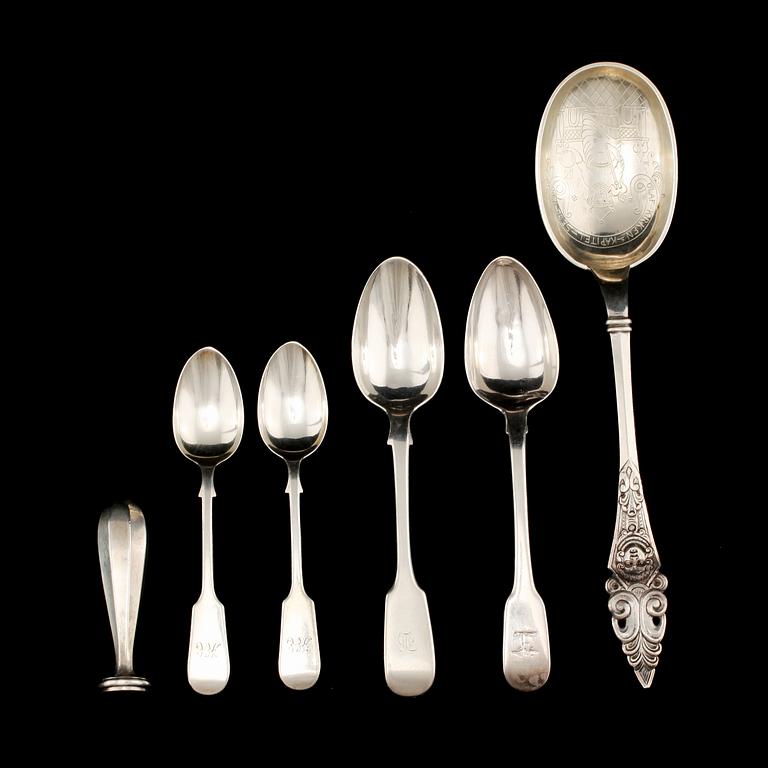PART SILVER, 18 delar, 1800/1900-tal. Vikt 560 g.