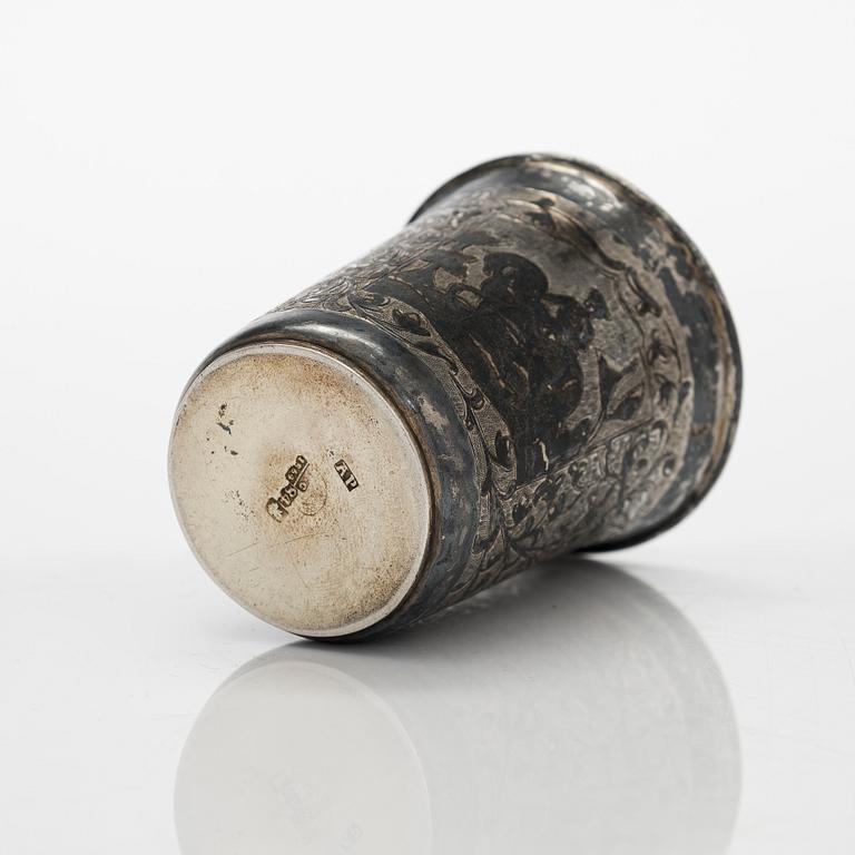 A silver and niello cup, Moscow 1864.