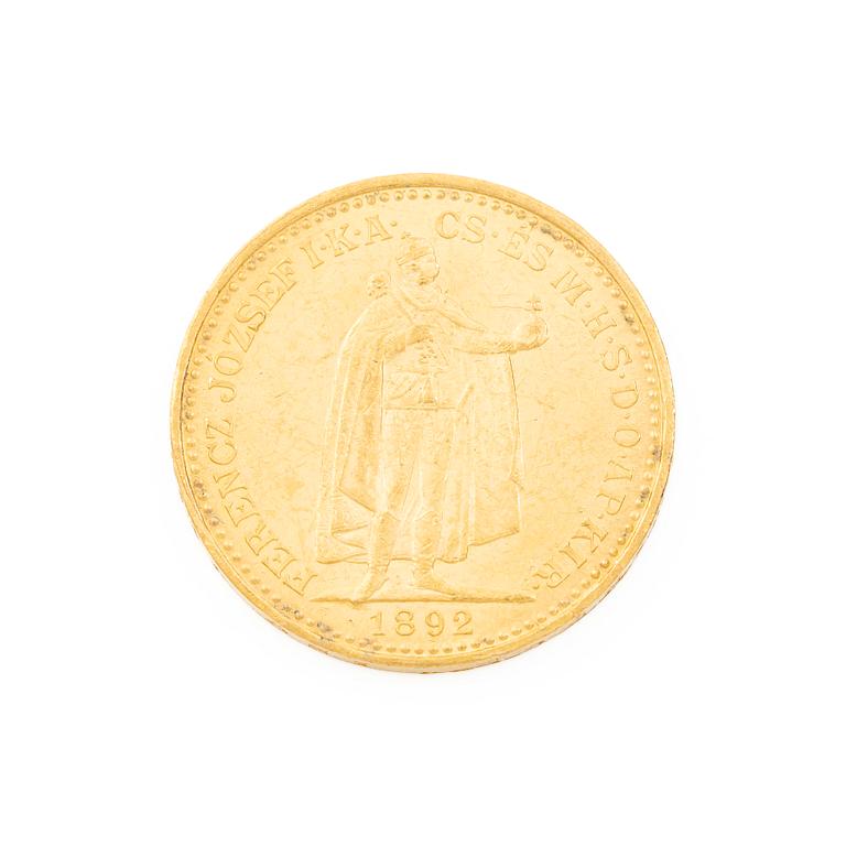 Gold coin, Hungary, 20 Korona, 1892.