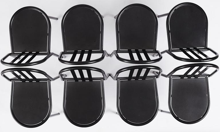 Robert Mallet-Stevens, a set of eight chairs, model '222', edition Andrée Putman, Ecart Paris, 1980s.