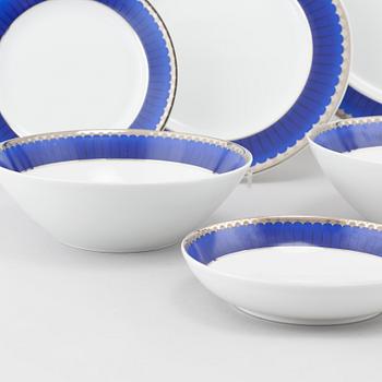 41 pieces of porcelain tableware, model "Christineholm" or "Marianne Royal Blue", 21th century.
