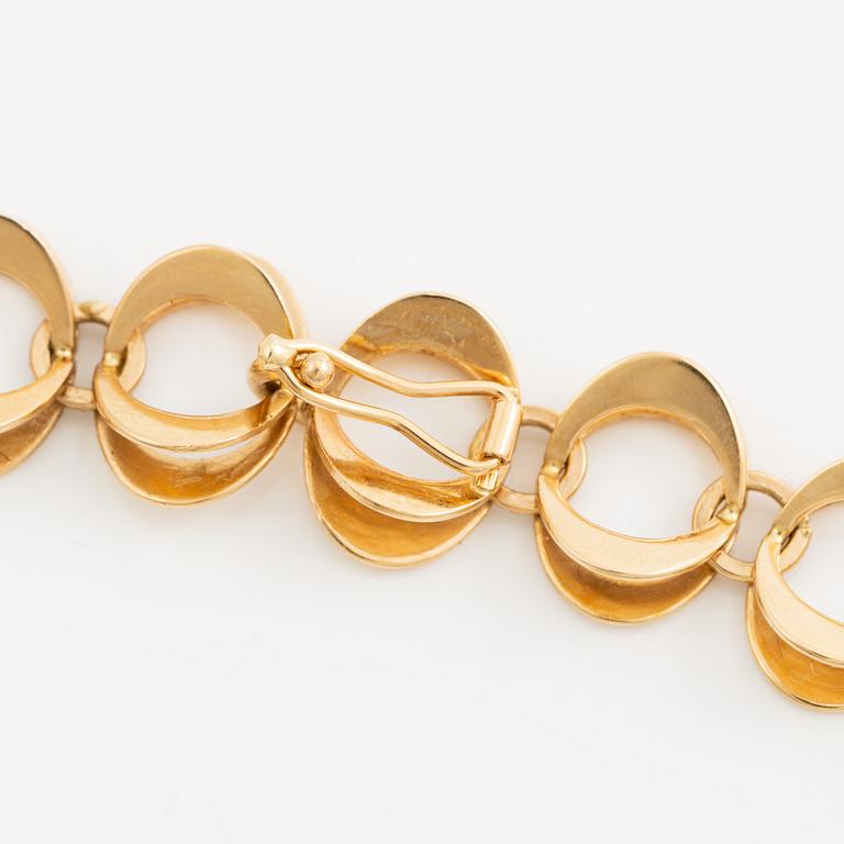 Theresia Hvorslev, en collier och ett armband, 18K guld, Falköping 1969.