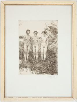 Anders Zorn · ANDERS ZORN, etsning, dat i plåten 1913, sign.
