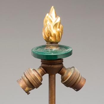 A first half of the 19th century bronze table lamp.