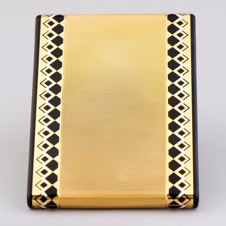 GIGARETTETUI, 18K guld, emalj. Lacloche Freres, Paris, Franrike 1930-tal.