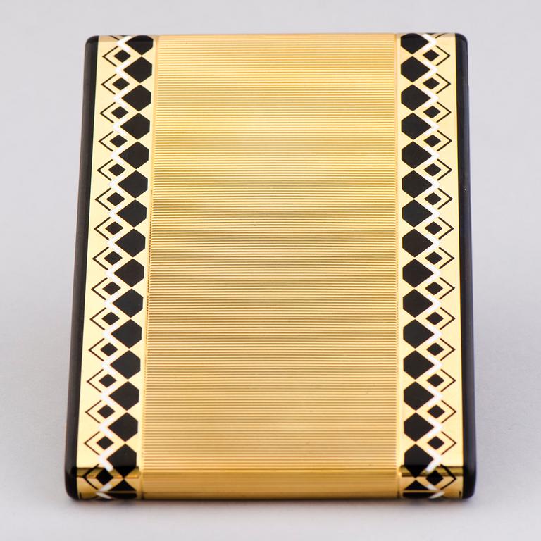 A CIGARETTE CASE, 18K gold, enamel. Lacloche Freres, Paris France 1930s.