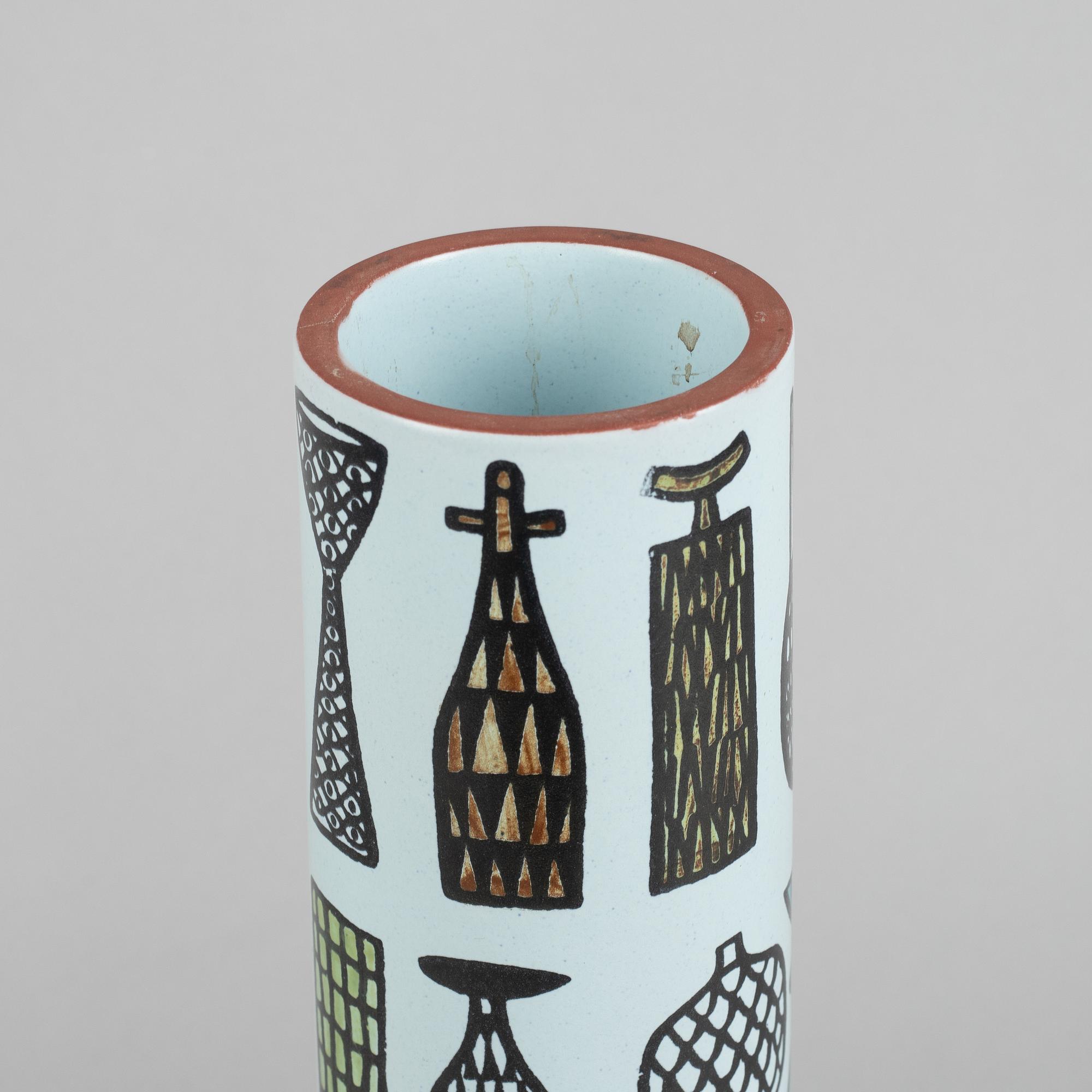 Stig Lindberg,  a 'Karneval' faience vase, Gustavsbergs studio 1958-62.