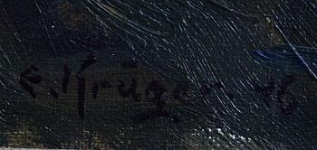 KRÜGER, EINAR. Olja på duk. Sign och dat 1946.