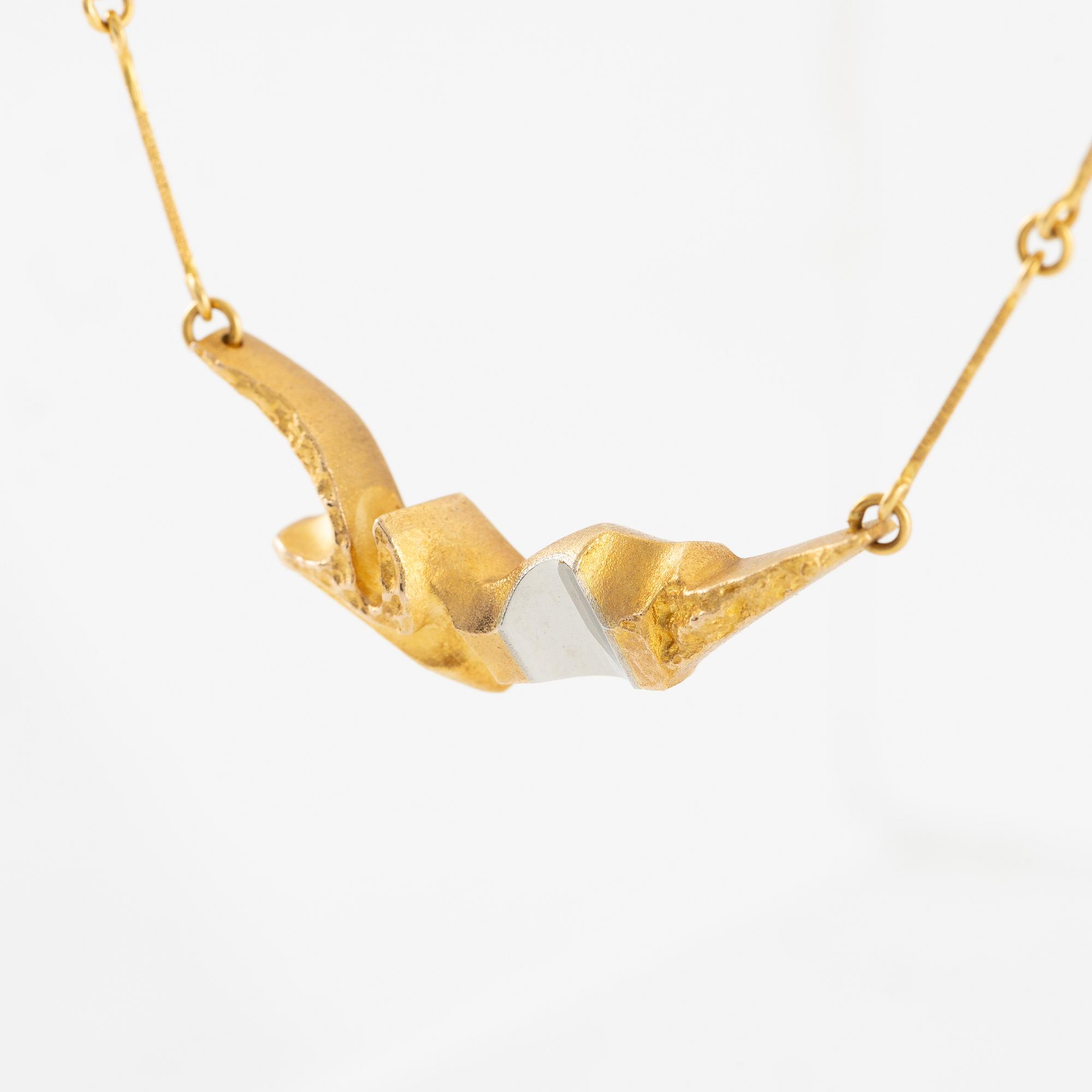 Björn Weckström, necklace 14K gold and platinum, for Lapponia Finland 1988.
