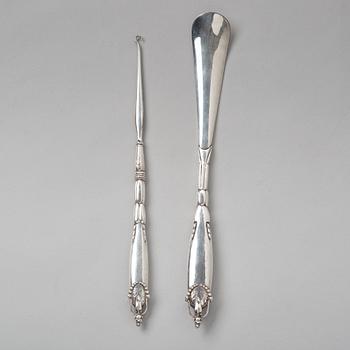 Georg Jensen, skohorn och kängknäppare, Köpenhamn ca 1918-20, 830/1000 silver.