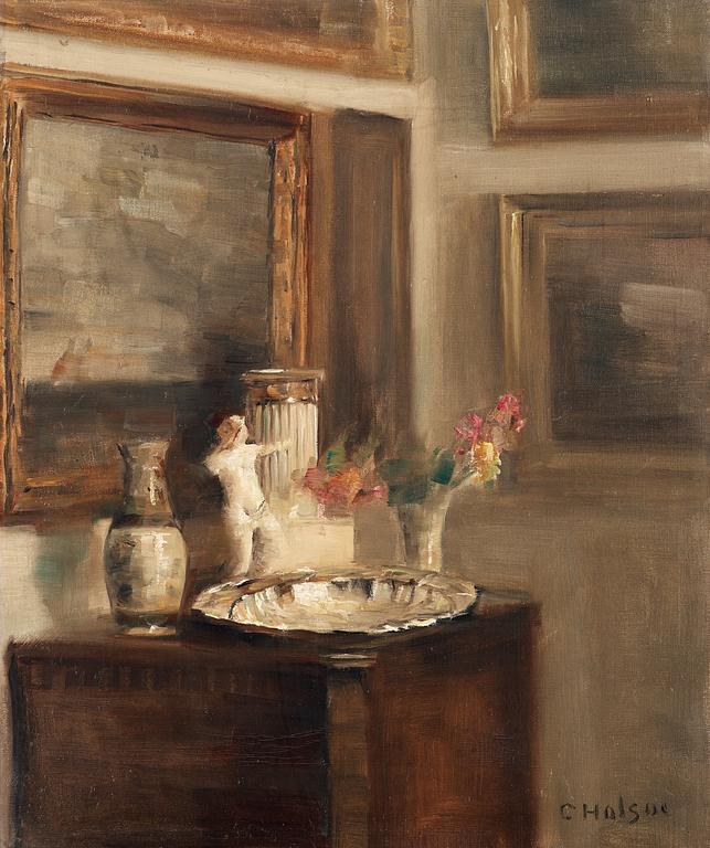 Carl Holsoe, Interior with silver plate.