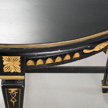 A gustavian style table and sofa, around the year 1900.