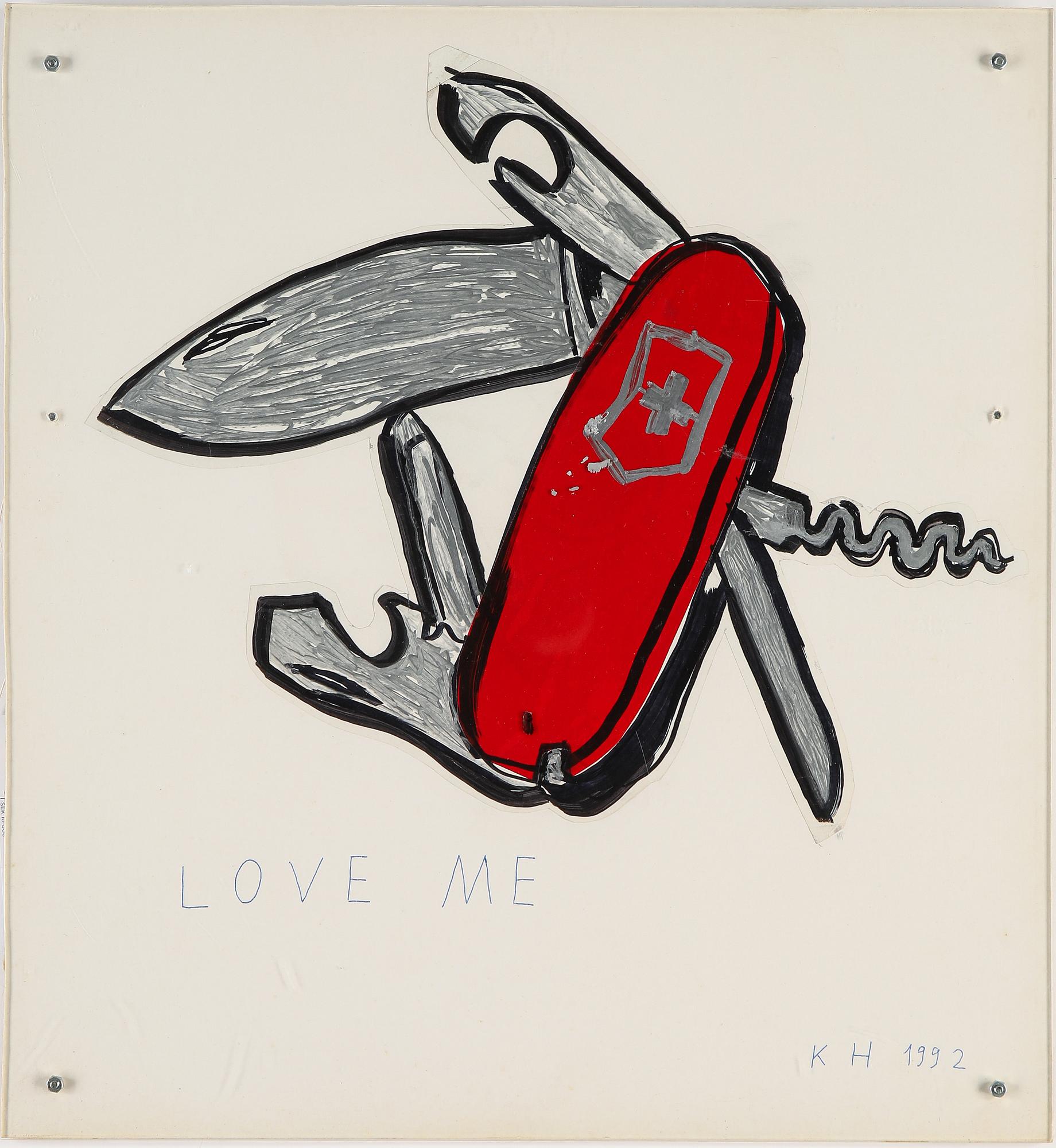 Karl Holmqvist, blandteknik/collage på papper, signerad och daterad 1992.