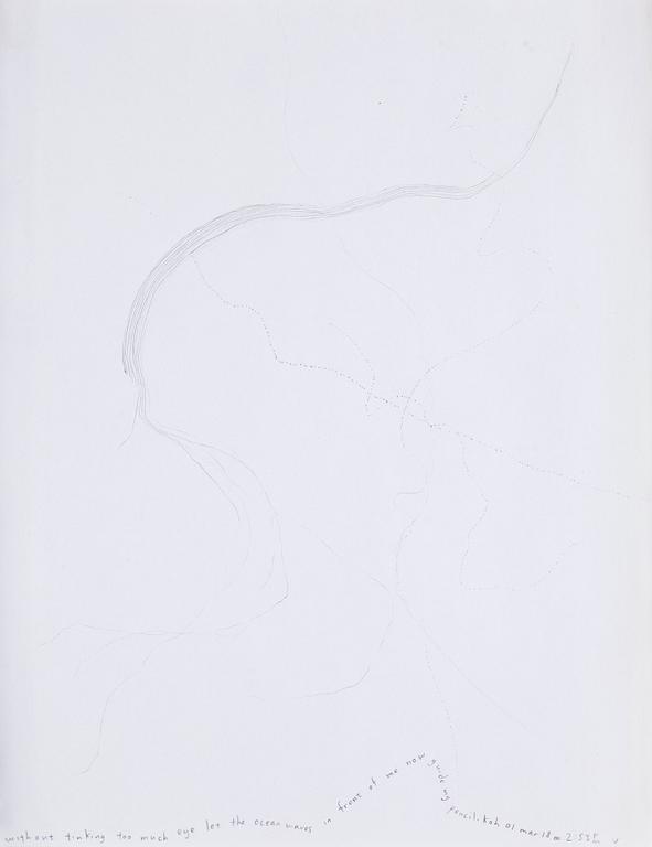 Terence Koh, "Without thinking too much eye let the ocean waves in front of me now guide my pencil".