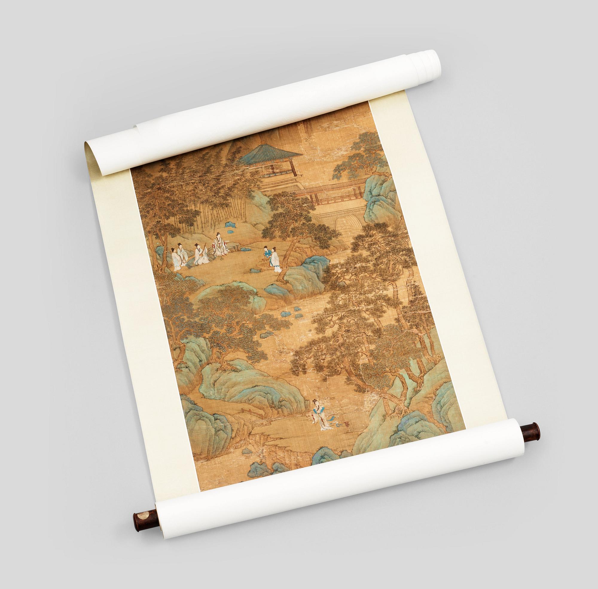 RULLMÅLNING med KALLIGRAFI, . Troligen av kvinnlig konstnär (Yinhu från Tongjin), Qingdynastin (1644-1912).