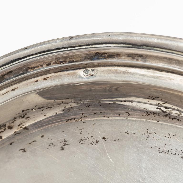 Bricka, silver, svensk importstämpel, 1900-tal.