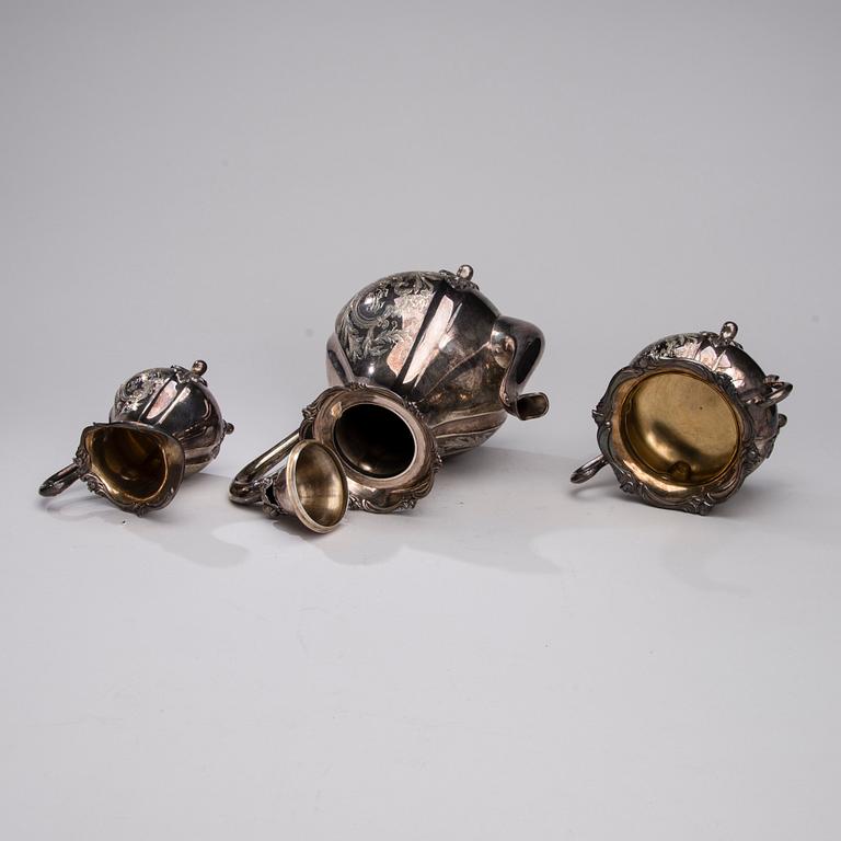 KAFFESERVIS, 3 delar, silver, Kultakeskus Oy, Tavastehus 1936. Totalvikt ca 1512 g.