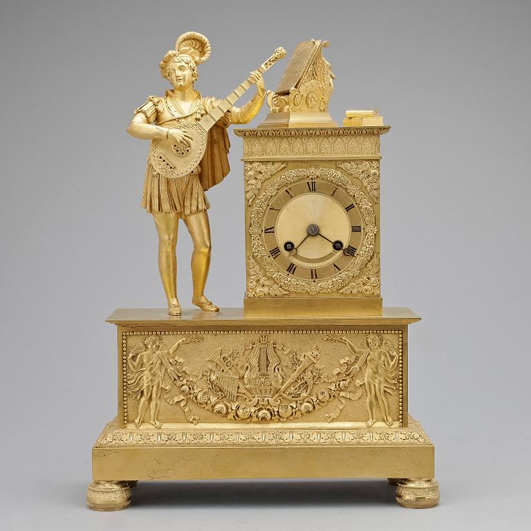 BORDSPENDYL, brons, empire 1800-talets första hälft.
