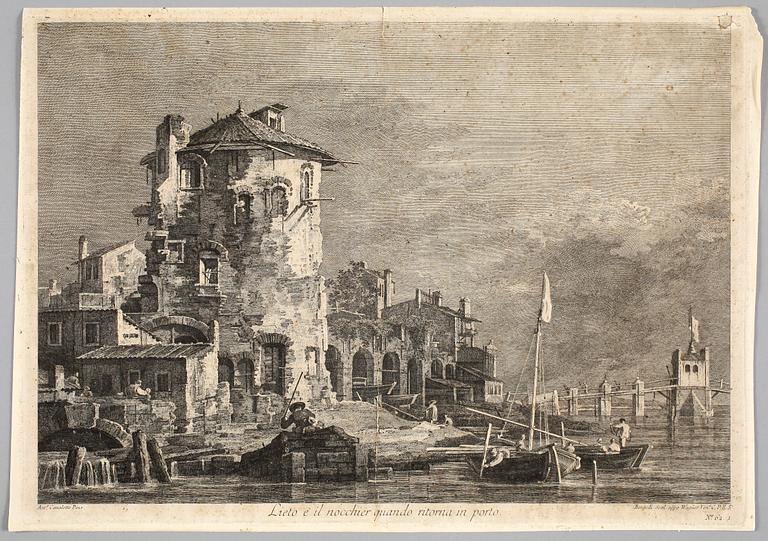 CANALETTO, efter, Kopparstick av Fabio Berardi (1728-1788) och Joseph Wagner (1706-1780).