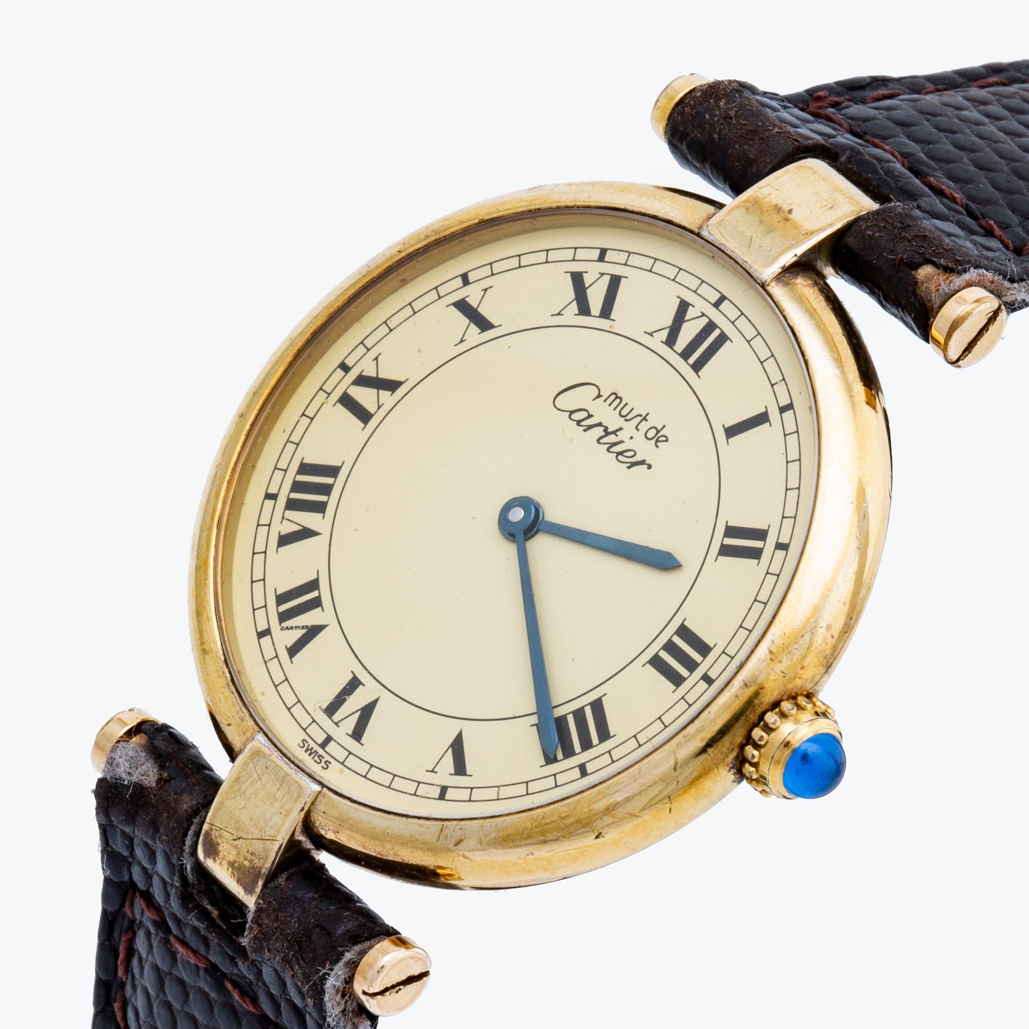 Cartier wristwatch, gilded silver, "Must de Cartier", 30 mm, quartz movement.