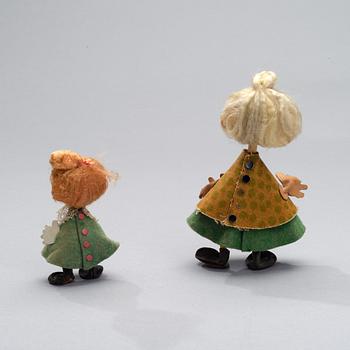 MUMINFIGURER, 2 st, Atelier Fauni, Finland, 1950-60-tal.