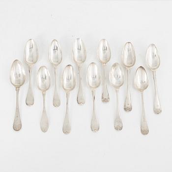 Matskedar, 12 st, silver, Sverige 1800-tal.
