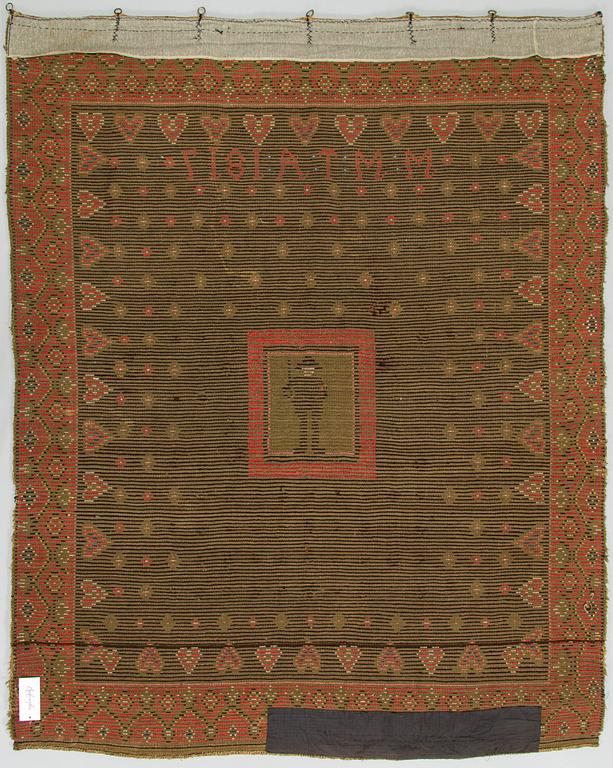 A Finnish folk art long pile ryijy-rug, dated 1817. Circa. 185 x 130 cm.