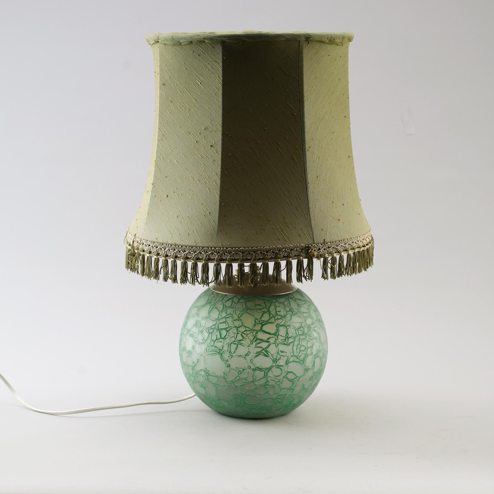 BORDSLAMPA, glas, 1900-talets mitt.
