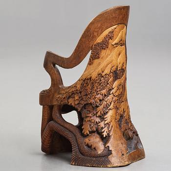 Knut Fjaestad, an Art Nouveau sculptured and carved pine throne, Sweden early 20th century.