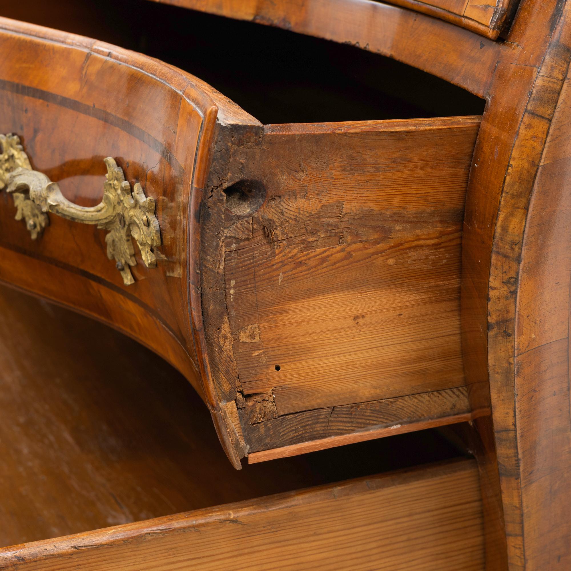 A Rococo chest of drawers, 18th century.