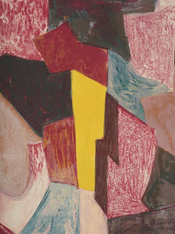 Serge Poliakoff, "Composition rouge, carmin et jaune".
