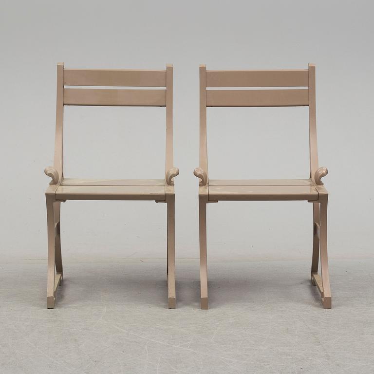 A pair of late 20th century garden chairs, "Sneckan", Folke Bensow, Byarums Bruk.