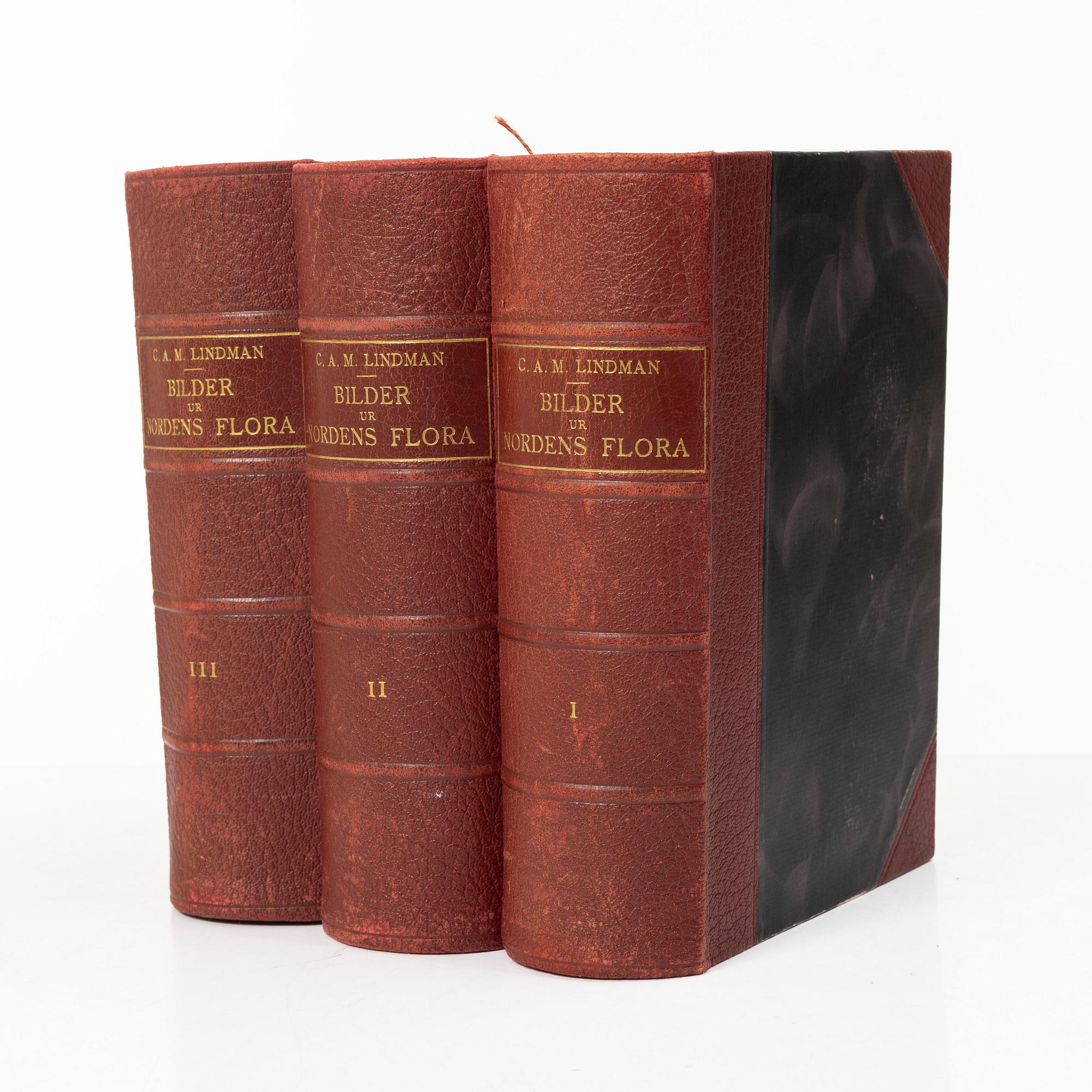 C.A.M Lindman, books, 3 volumes, "Bilder ur Nordens Flora",  Wahlström & Widstrand, 1922-1926.