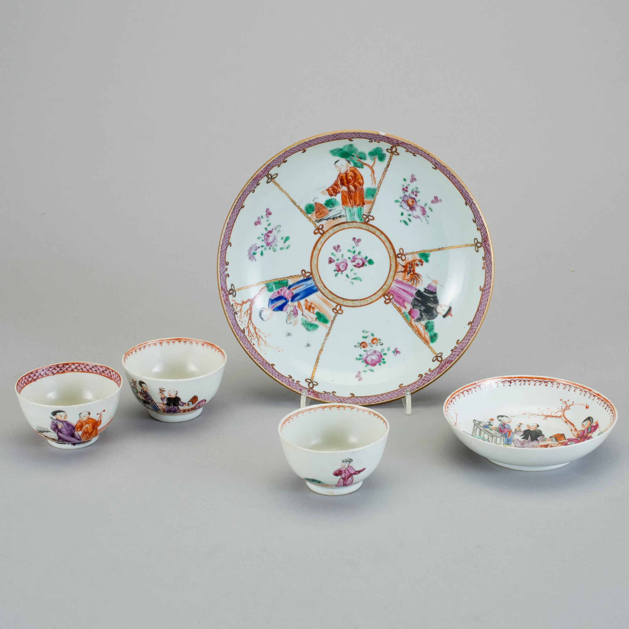 PARTI PORSLIN, 4 delar, Kina, 1700-tal.