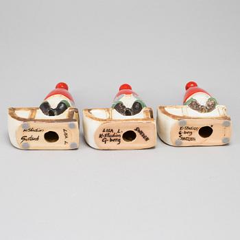 A set of three stoneware figurines by Lisa Larson for Gustavsberg.