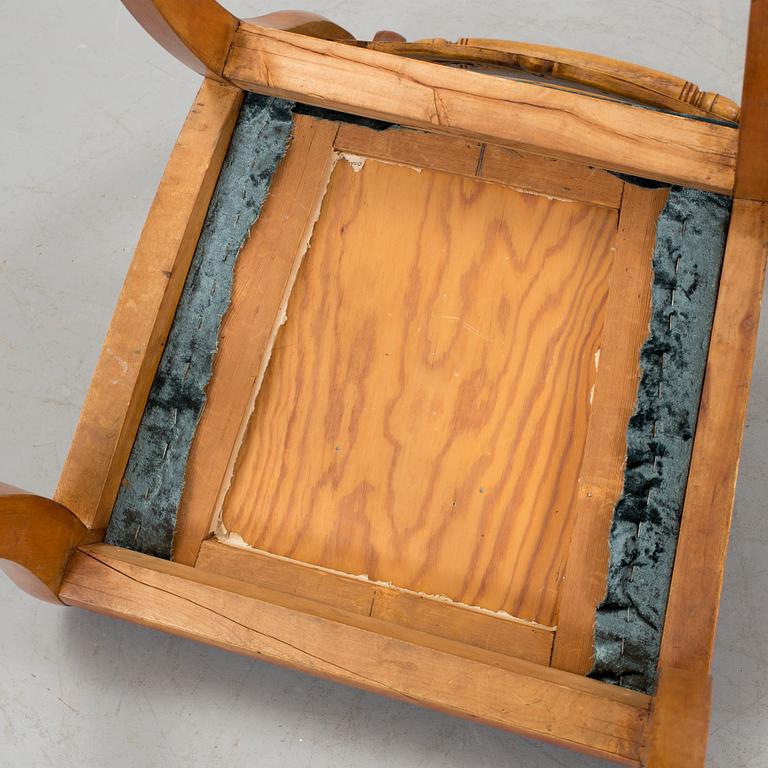 Six 1840's Biedermeier chairs by Carl Theodor Becker, Stockholm. Marked.