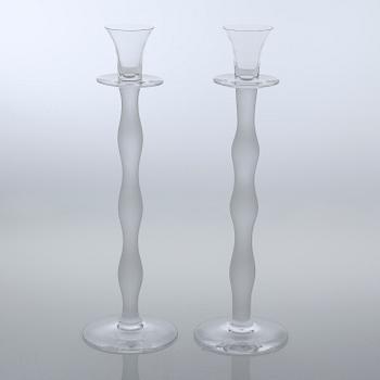 ANNE NILSSON, ljusstakar, ett par, glas, "Celeste", Orrefors, 2000-tal.