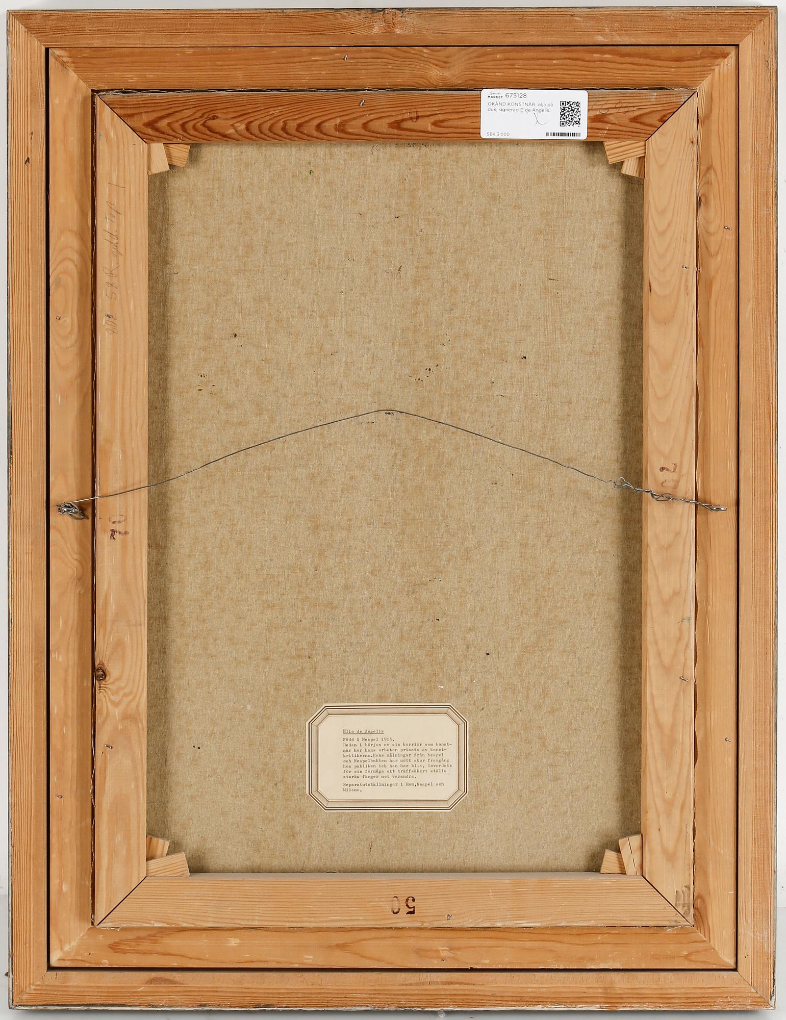 ELETTRA BRIANTE DE ANGELIS, olja på duk, signerad.